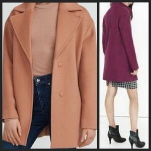 NEW! EXPRESS Berry Wool Blend Cocoon Coat Jacket Large.